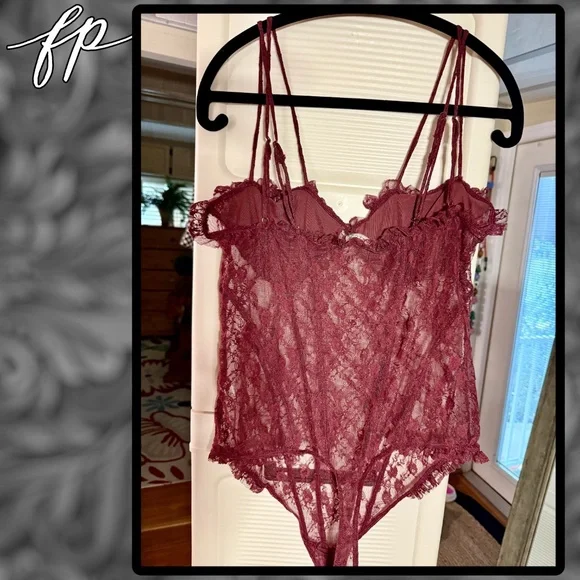FREE PEOPLE If You Dare Sheer Lace Bra Cup Detail Thong Bodysuit - Picture 8 of 13